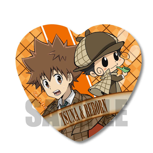 『家庭教師ヒットマンREBORN! 』ハート缶バッジ / 沢田 綱吉&リボーン (ボンゴレ探偵事務所)